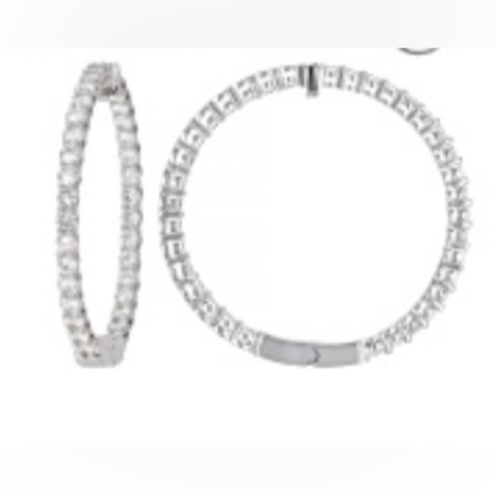 OFF PARK COLLECTION, CUBIC ZIRCONIA & CRYSTAL SILVER TONE CLIP ON HOPP EARRINGS